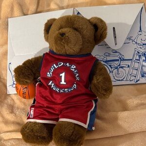 Vintage Build-A-Bear Workshop Teddy Bear with Red Jersey
